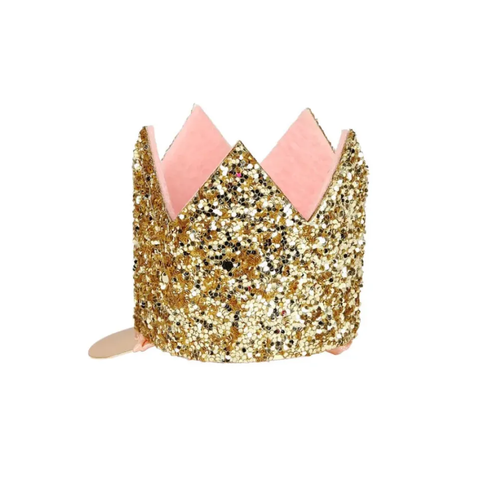 Mini Gold Glitter Crown Hair Clip