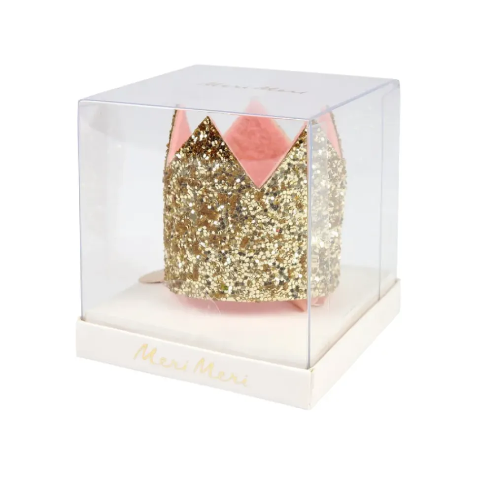 Mini Gold Glitter Crown Hair Clip