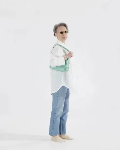 Mini Nylon Shoulder Bag - Green Gingham