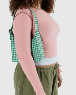 Mini Nylon Shoulder Bag - Green Gingham