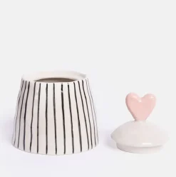 Mono Stripe Stoneware Pot