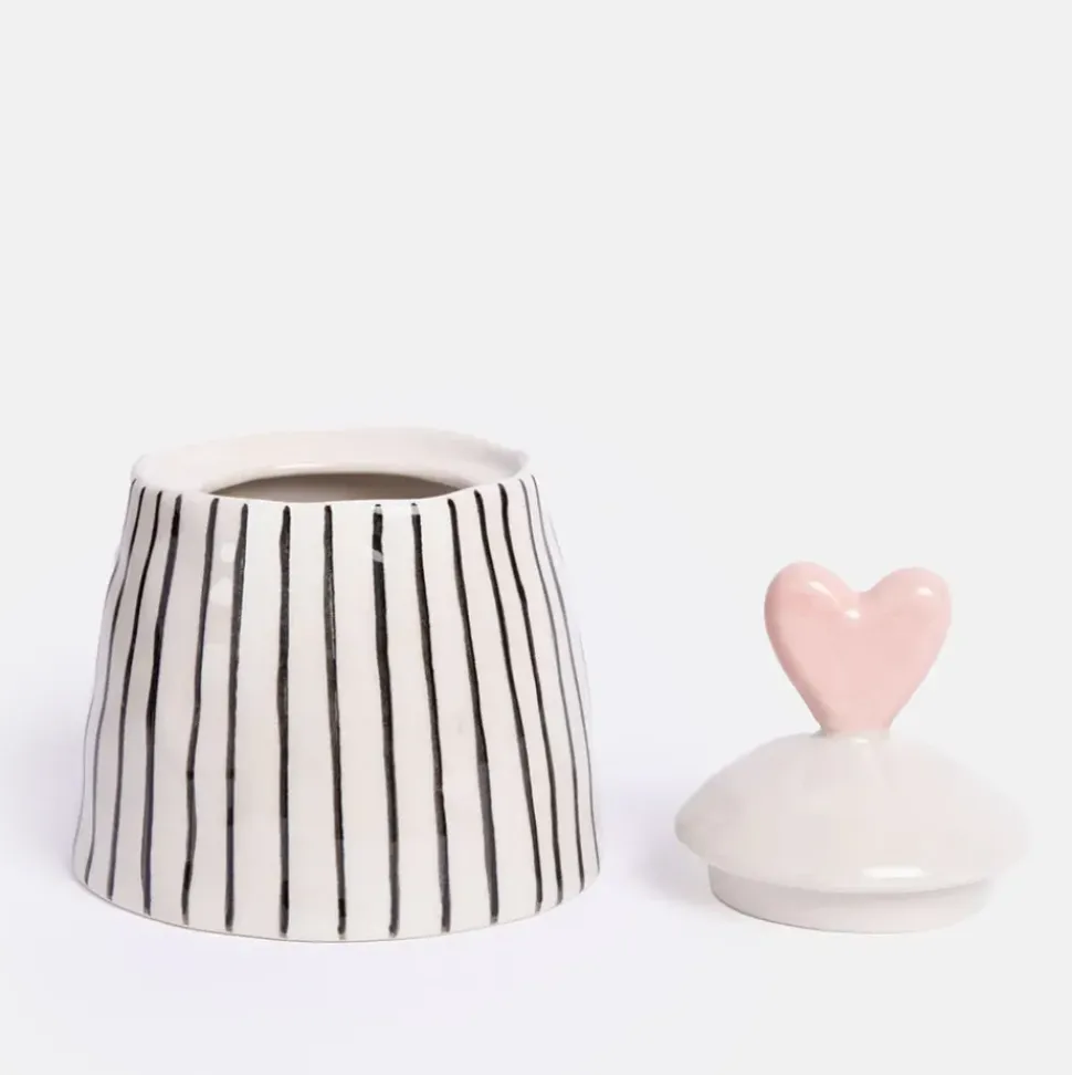 Mono Stripe Stoneware Pot