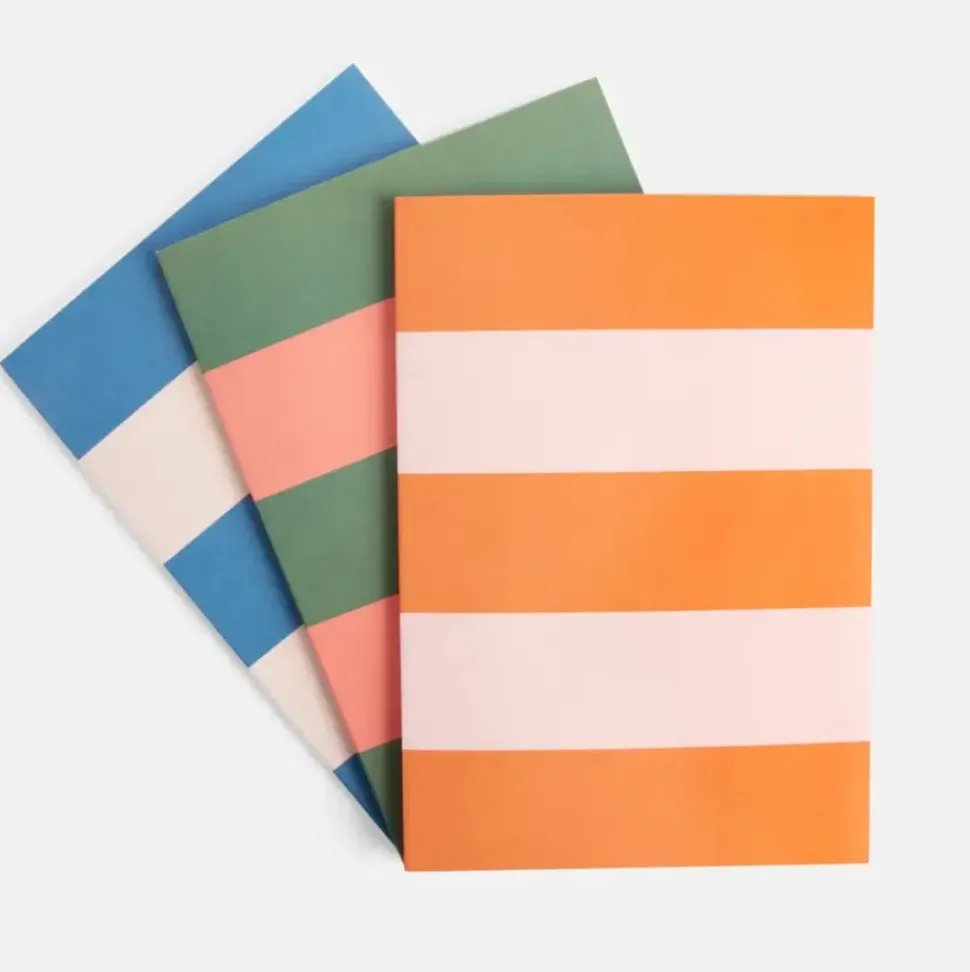 Multi Stripe Set of 3 Notebooks