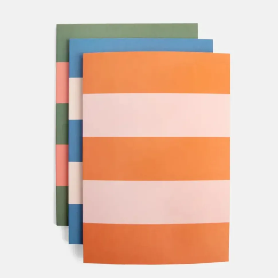 Multi Stripe Set of 3 Notebooks