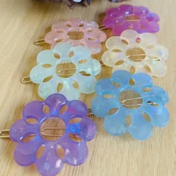 Mum Floral Iridescent Acetate Hair Clip (several colors)