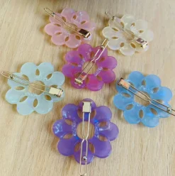 Mum Floral Iridescent Acetate Hair Clip (several colors)