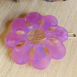 Mum Floral Iridescent Acetate Hair Clip (several colors)
