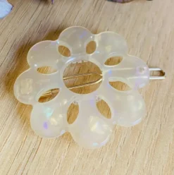 Mum Floral Iridescent Acetate Hair Clip (several colors)
