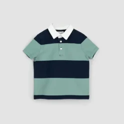 Navy and Seafoam Yarn-Dyed Stripe Rugby Top