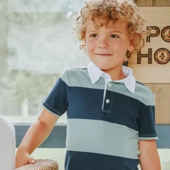 Navy and Seafoam Yarn-Dyed Stripe Rugby Top