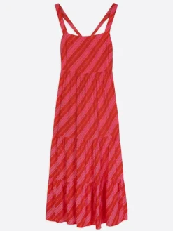 Nostalgic Stripe Strappy Midi Dress