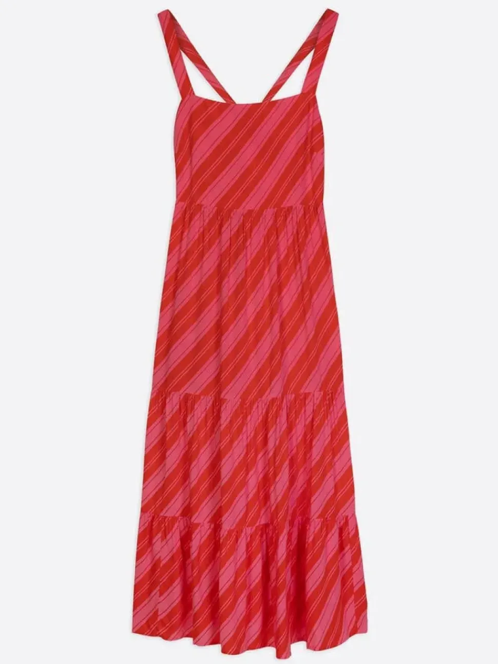 Nostalgic Stripe Strappy Midi Dress