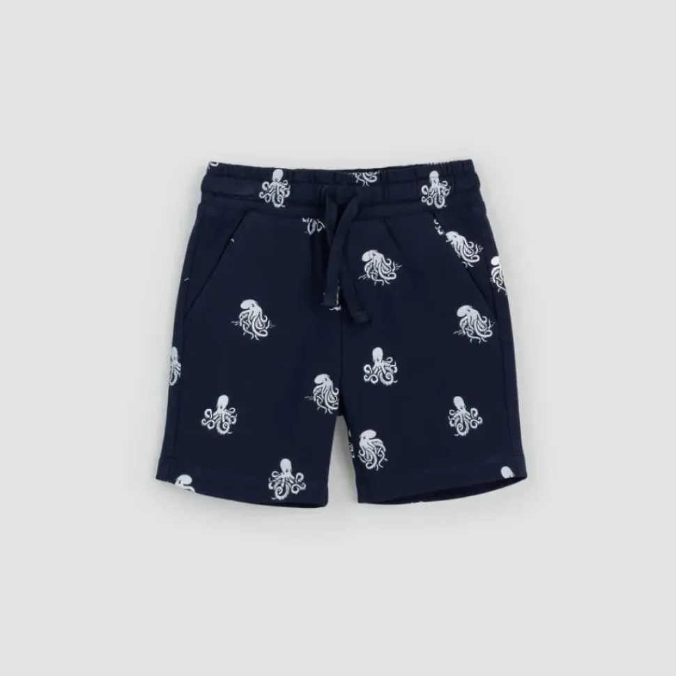 Octopus Print Terry Shorts