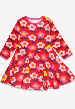 Organic Pink Flower Print Skater Dress