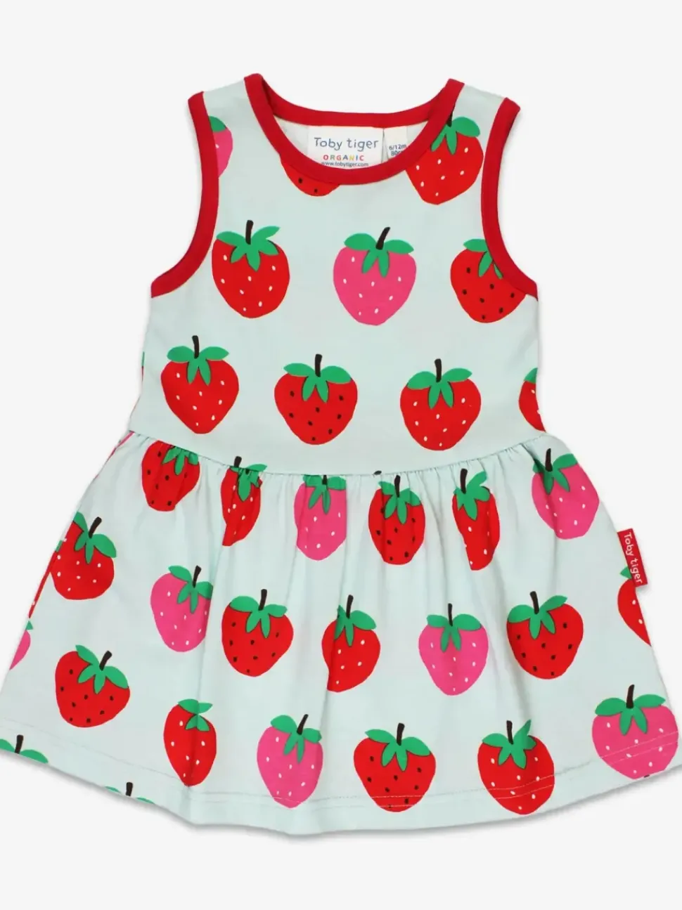 Organic Strawberry Print Summer Dress