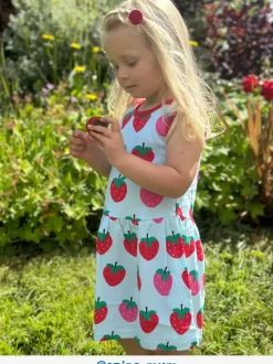 Organic Strawberry Print Summer Dress