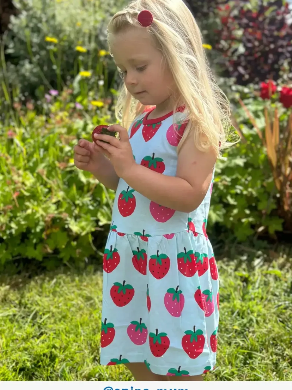 Organic Strawberry Print Summer Dress
