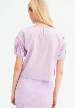 Oversized Poplin Short-Sleeved Top - Lilac
