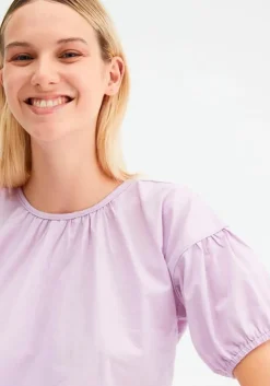 Oversized Poplin Short-Sleeved Top - Lilac