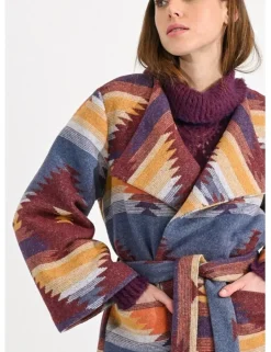 Patterned Coat with Belt