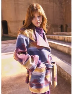 Patterned Coat with Belt