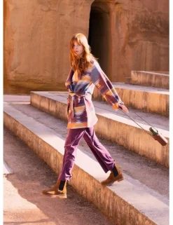 Patterned Coat with Belt