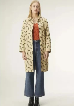 Pea Print Midi Trench Coat