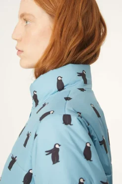 Penguin Print Quilted Bomber Jacket