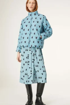 Penguin Print Quilted Bomber Jacket