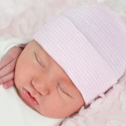 Pink and White Striped Beanie