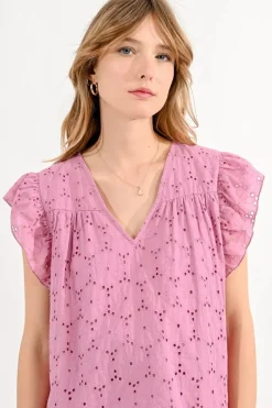 Pink English Eyelet Top