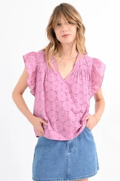 Pink English Eyelet Top