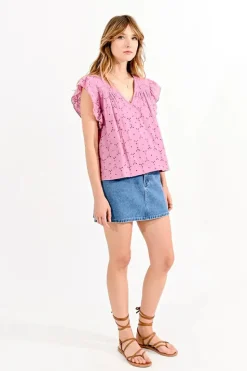 Pink English Eyelet Top