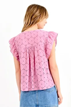 Pink English Eyelet Top