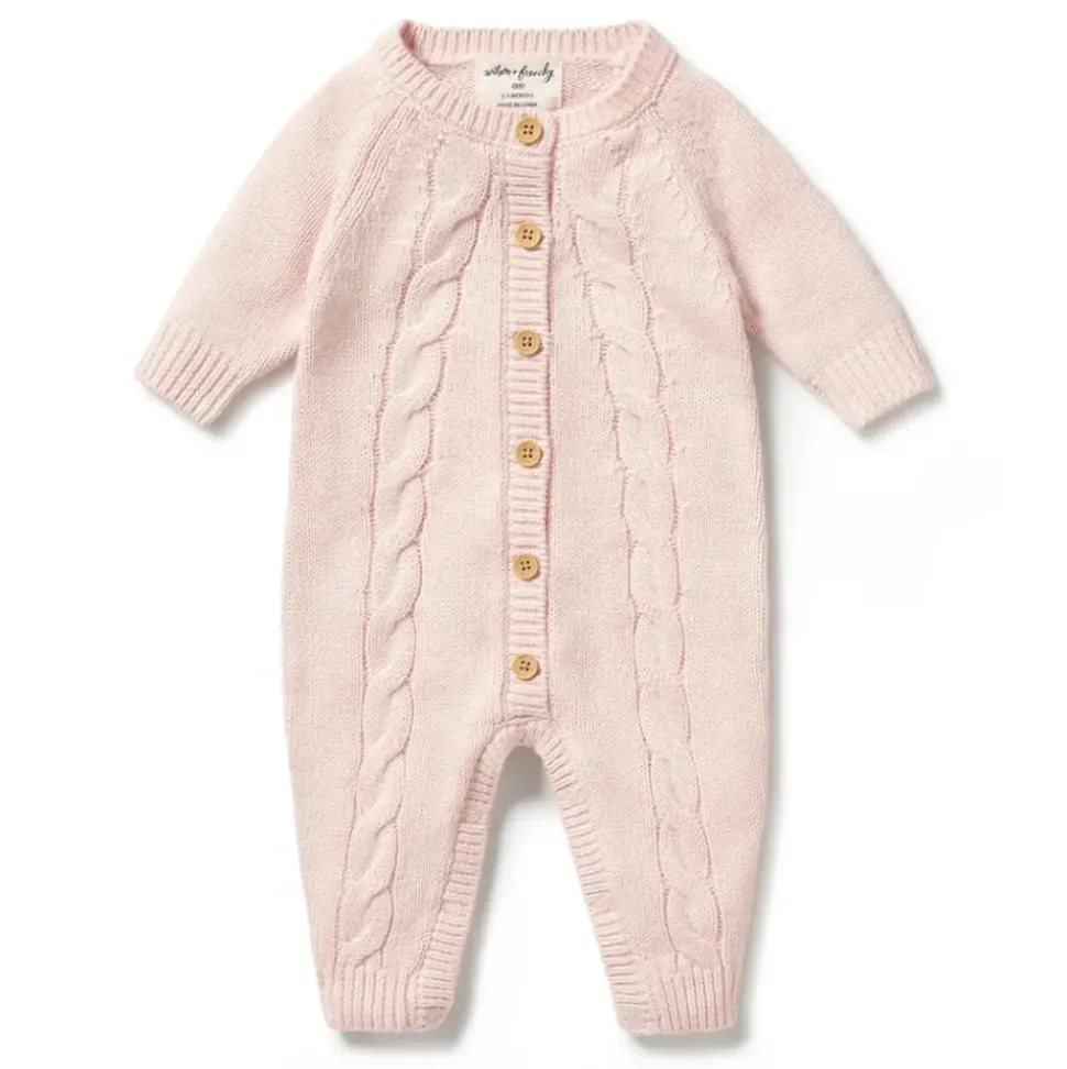 Pink Knitted Cable Growsuit