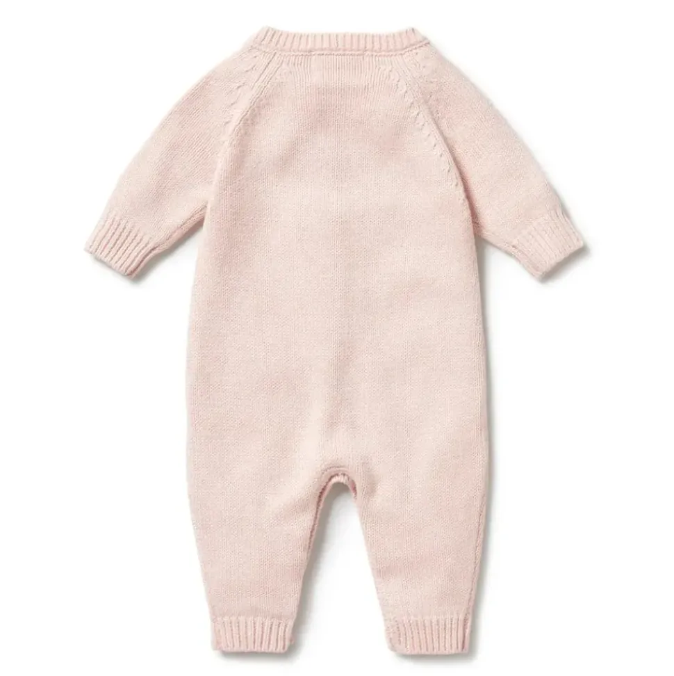 Pink Knitted Cable Growsuit