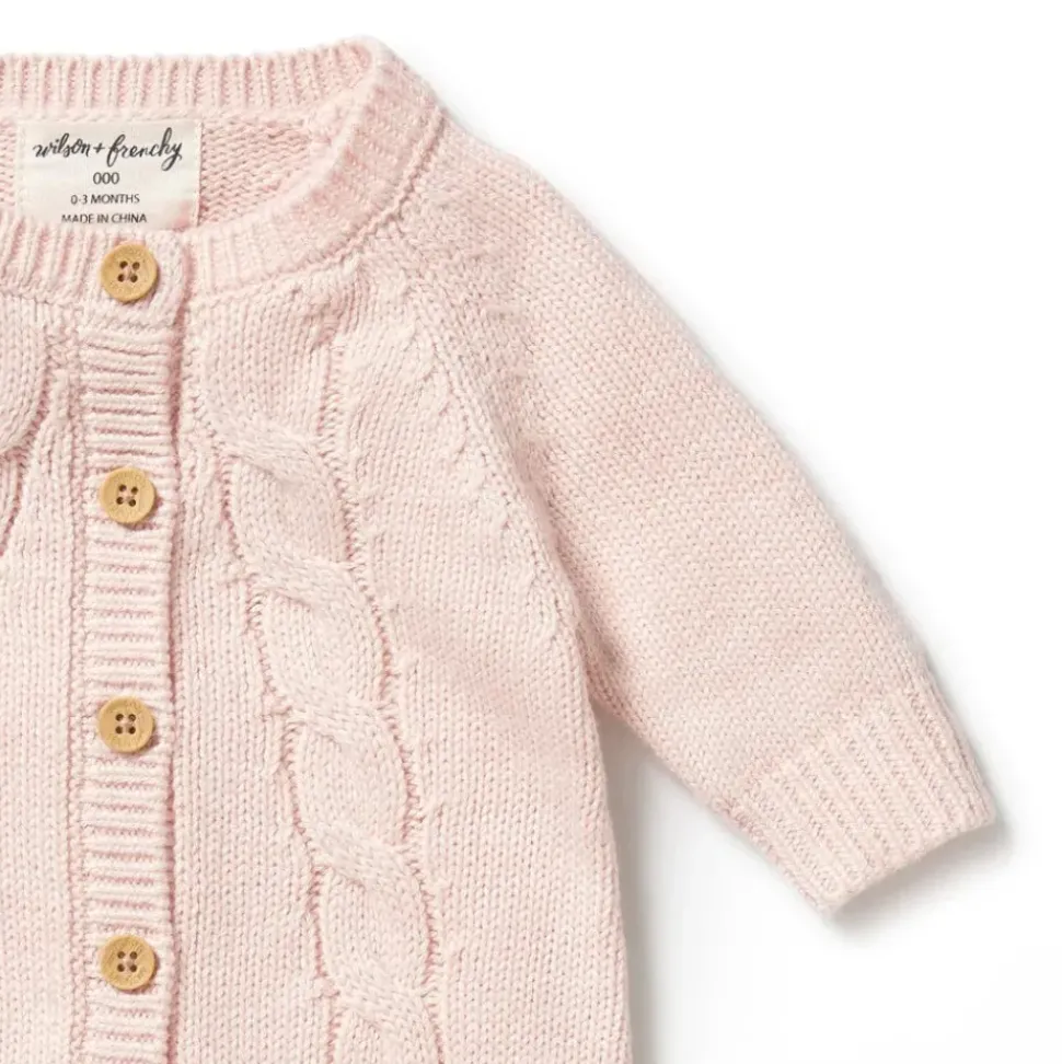 Pink Knitted Cable Growsuit