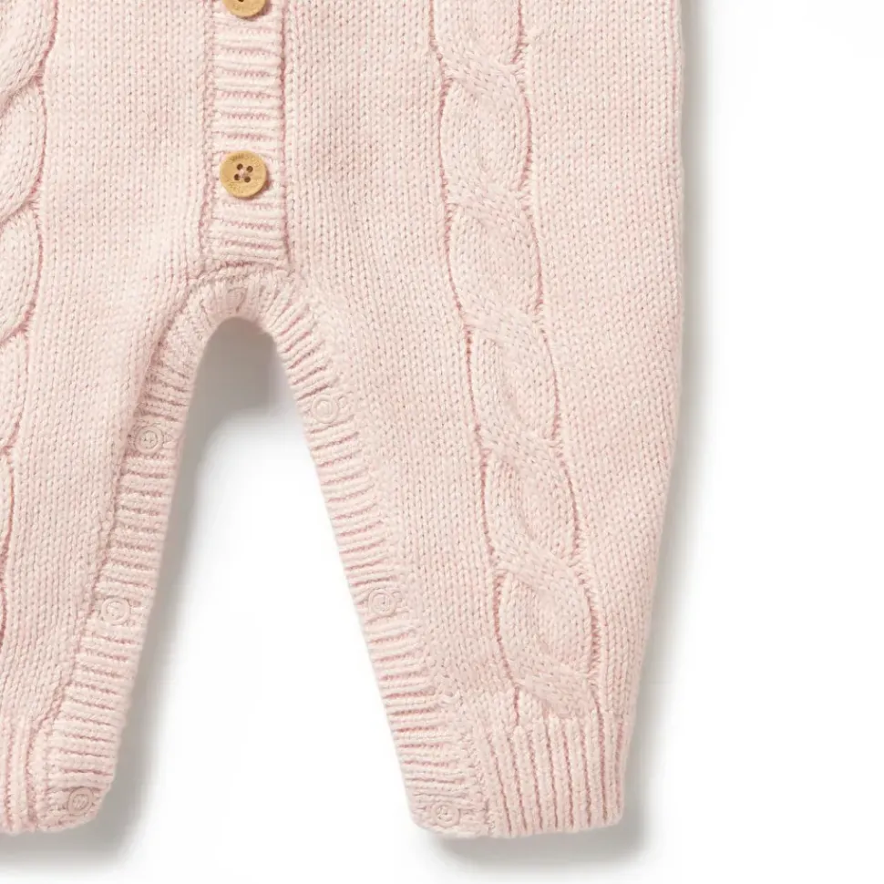 Pink Knitted Cable Growsuit