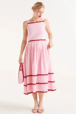 Pink Ric-Rac Midi Dress