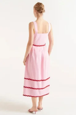 Pink Ric-Rac Midi Dress