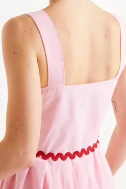 Pink Ric-Rac Midi Dress