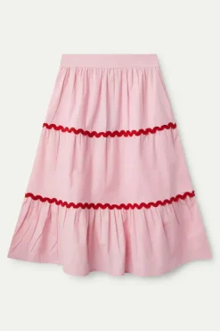 Pink Ric-Rac Midi Skirt