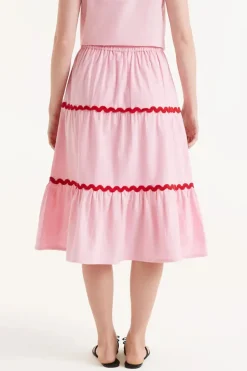 Pink Ric-Rac Midi Skirt