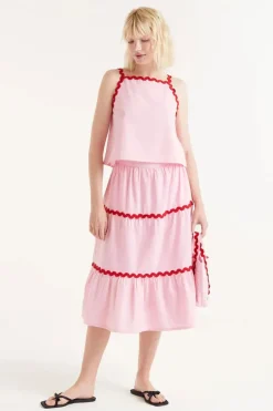 Pink Ric-Rac Midi Skirt