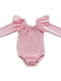 Pink Velvet Long Sleeve Leotard
