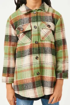 Plaid Long Length Button Up Shirt