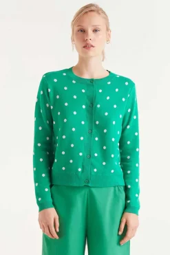 Polka Dot Cardigan - Green