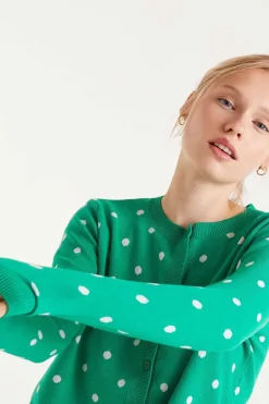 Polka Dot Cardigan - Green