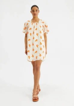Prawn Print Baby Doll Short-Sleeved Dress