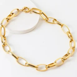 Pretty in Link 24K Gold Plated Necklace (Oval)